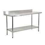 Omcan 22088, 30x48-inch Stainless Steel Work Table with Galvanized Undershelf and Backsplash