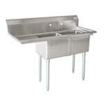 Omcan 25256, 24x24x14-inch 2-Compartment Stainless Steel Sink with Left Drain Board