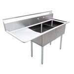 Omcan 25267, 18x21x14-inch 2-Compartment Stainless Steel Sink with Left Drain Board