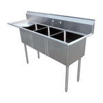 Omcan 43755, 10x14x10-inch 3-Compartment Sink with Left Drain Board