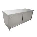Omcan 44186, 24x48-inch Stainless Steel Work Table with Cabinets and Sliding Doors