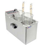 Omcan CE-CN-0002-B, 16-inch 2 Baskets Countertop Stainless Steel Electric Pasta Cooker, 4 Liters Capacity