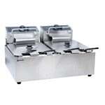 Omcan CE-CN-0012, 22-inch Countertop Stainless Steel Electric Double Fryer, 110V