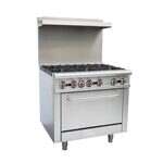 Omcan CE-CN-0914-L, 36-inch Commercial Stainless Steel Liquid Propane Range, 211,000 BTU