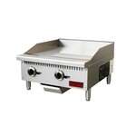 Omcan CE-CN-G24-M, 24-inch 2 Burners Countertop Smooth Surface Natural Gas Griddle, 60,000 BTU