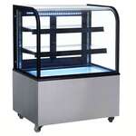 Omcan DS-CN-0270, 36-inch Stainless Steel Curved Glass Dry Bakery Display Case, 10.4 Cu.Ft