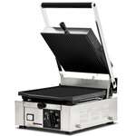Omcan PG-IT-0483, 10x9-inch Electric Single Panini Grill with Ribbed Top and Smooth Bottom Surface