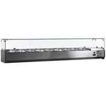 Omcan RS-CN-0009-P, 79-inch Stainless Steel Refrigerated Topping Rail with Glass Guard