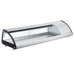 Omcan RS-CN-0083-SC, 58-inch Stainless Steel Curved Glass Sushi Showcase, 2.19 Cu.Ft