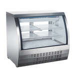 Omcan RS-CN-0120-S, 47-inch Stainless Steel Curved Glass Refrigerated Display Case, 18 Cu.Ft