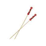 PacknWood 209BBFUJI, 4.75-Inch "Fuji" Bamboo Pick with Natural Beads and Red Design, 2000/CS