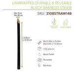 PacknWood 210ВЅTRAW14B, 5.65x0.35-Inch Unwrapped Reusable Black Cocktail Bamboo Straw, 100/CS