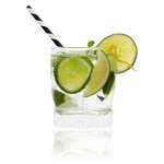 PacknWood 210CHP14BLKWT, 5.7x0.23-Inch Black & White Striped Cocktail Paper Straws - Wrapped, 3000/CS