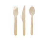 PacknWood 210COUVB33K, 6-inch Wooden Cutlery Kit (Knife, Fork, Napkin), 250/CS