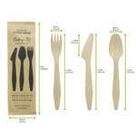 PacknWood 210CVB19K3K, 7-inch Heavy Weight Wooden Cutlery Kit (Knife, Fork, Spoon), 250/CS