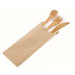 PacknWood 210CVBAK4K, 7-Inch Wrapped Bamboo Cutlery 4/1 Kit (Knife, Fork, Spoon, Napkin), 250/CS