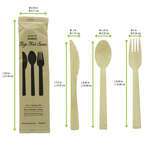 PacknWood 210CVBJNK3K, "Anji" Wrapped Bamboo Cutlery Kit 3/1 (Knife, Fork, Spoon), 100/CS