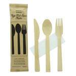 PacknWood 210CVBJNK4K, "Anji" Wrapped Bamboo Cutlery Kit 4/1 (Knife, Fork, Spoon, Napkin), 100/CS