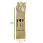 PacknWood 210CVPLK416BB, Bamboo Fiber 4/1 Cutlery Kit with Kraft Bag (Knife, Fork, Spoon, Napkin), 250/CS
