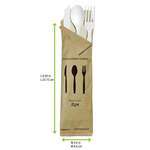 PacknWood 210CVPLK416W, White 4/1 Cutlery Kit with Kraft Bag (Knife, Fork, Spoon, Napkin), 250/CS