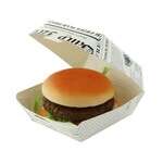 PacknWood 210EATBURG135J, 5.7x5.3x3.1-Inch White Newsprinted Hamburger Clamshell Take Out Box, 500/CS