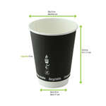 PacknWood 210GCDW12N, 12 Oz Double Wall Black Compostable Paper Cup, 500/CS