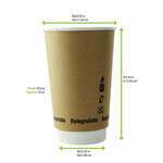 PacknWood 210GCDW16K, 16 Oz Double Wall Kraft Compostable Paper Cup, 500/CS (Discontinued)