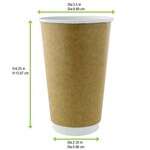 PacknWood 210GCDW20K, 20 Oz Double Wall Kraft Compostable Paper Cup, 500/CS