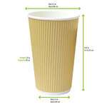 PacknWood 210GCR20BG, 20 Oz Rippled Beige Cup, 500/CS