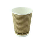 PacknWood 210GCRPLA12K, 12 Oz Compostable Rippled Kraft Cup, 500/CS
