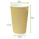 PacknWood 210GCRPLA16K, 16 Oz Compostable Rippled Kraft Cup, 500/CS