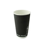 PacknWood 210GCRPLA16N, 16 Oz Compostable Rippled Black Cup, 500/CS