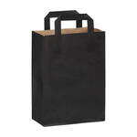 PacknWood 210MCABN, 7-inch Black Mini Paper Bag with Handle, 250/CS