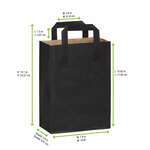 PacknWood 210MCABN, 7-inch Black Mini Paper Bag with Handle, 250/CS