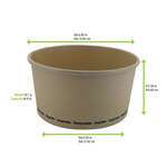 PacknWood 210PCPLA1000, 34 Oz Compostable Round Bamboo Fiber "Buckaty" Salad Box, 360/CS