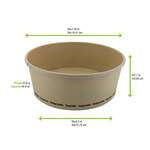 PacknWood 210PCPLA1500, 44 Oz Compostable Round Bamboo Fiber "Buckaty" Salad Box, 360/CS