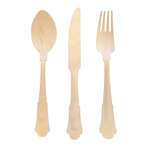 PacknWood 210WRENK44, 8.5-inch Wrapped Elegant Wooden Cutlery Set (Fork, Knife, Spoon, Napkin), 100/PK