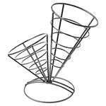 PacknWood 294CONEDOUB, 8-inch Black Iron Conical Baskets (2 Cones), 6/PK