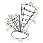 PacknWood 294CONEDOUB, 8-inch Black Iron Conical Baskets (2 Cones), 6/PK