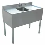 Prepline BAR-1C-LR, 36x18-Inch Stainless Steel 1 Bowl Underbar Hand Sink with Faucet and Two Drainboards