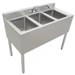Prepline BAR-3C, 36x18-Inch Stainless Steel 3 Bowl Underbar Hand Sink and Faucet