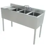 Prepline BAR-3C-L, 48x18-Inch Stainless Steel 3 Bowl Underbar Hand Sink with Faucet and Left Drainboard