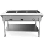 Prepline EST48-3O, 48-Inch Three Well Electric Hot Food Steam Table with Undershelf - 120V, 1500W