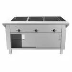 Prepline ESTC48-3S, 48-Inch Three Pan Sealed Well Electric Hot Food Steam Table with Enclosed Base and Sliding Doors - 120V, 1500W