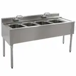 Prepline PBAR4B72, 72x18-Inch 4 Bowl Underbar Hand Sink with Faucet