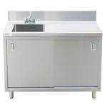 Prepline PCST-2448, 24x48-Inch Stainless Steel Enclosed Base Work Table with Sink and Sliding Doors