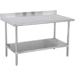 Prepline PWTG-2460-4BS, 24x60-Inch Stainless Steel Worktable with Undershelf with 4" Backsplash