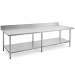 Prepline PWTG-2484-4BS, 24x84-Inch Stainless Steel Worktable with Undershelf with 4-Inch Backsplash