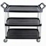 Prepline T-1632-BP, 33x16-Inch Black Three Shelf Utility Trolley Cart