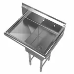 Prepline XS1C-1416-L, 28.5-inch 1-Compartment Commercial Sink with Left Drainboard, 14x16-inch Bowls
